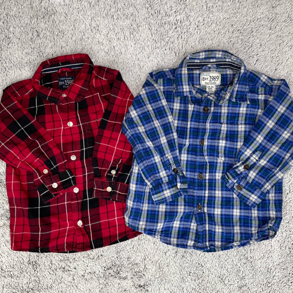 EST 1989- Set of 2 button up shirts - Size 18-24 Months